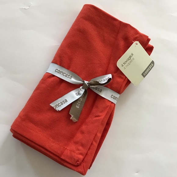 Coincasa Other - Coincasa Set of 4 Cotton Table Napkins in Orange